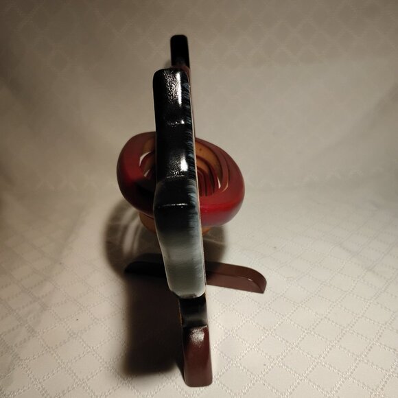 Vintage Wood Calico Cat Tray W/Expanding/Collapsible Bowl - Picture 5 of 10